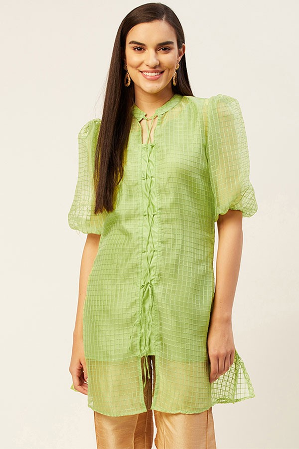 Green Checked Kurti