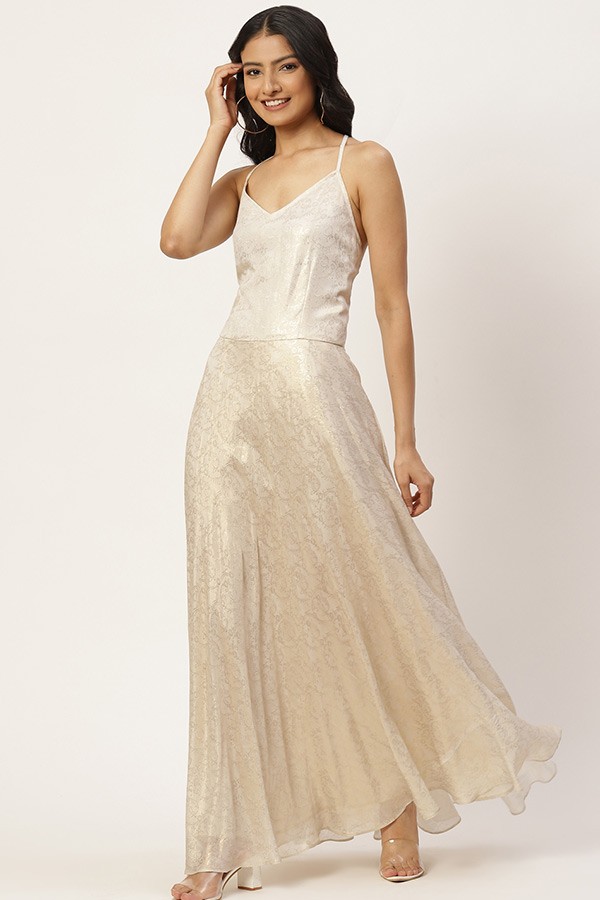 Champagne Backless Maxi Dress