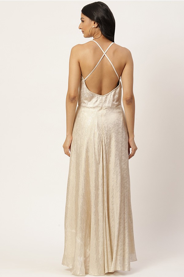 Champagne Backless Maxi Dress