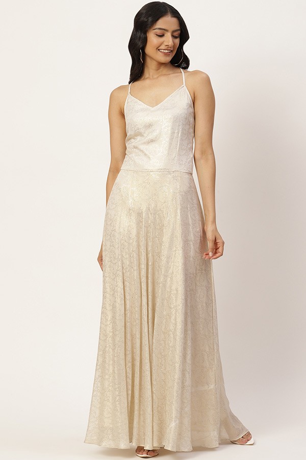 Champagne Backless Maxi Dress