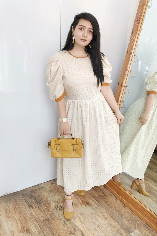 Off white Polka Dress