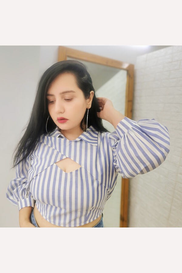 Blue White Striped Top