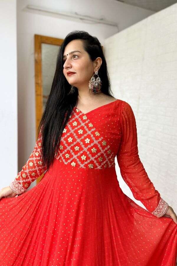 Gota Pati Georgette Flared Anarkali