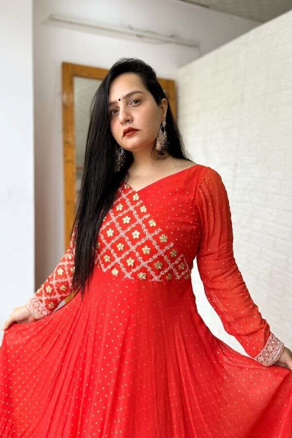 Gota Pati Georgette Flared Anarkali