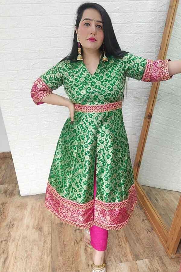 Brocade Anarkali Kurta with Pants