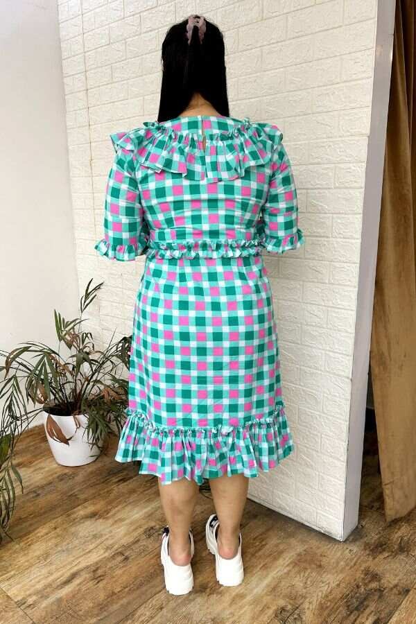 Frilled Check Dress