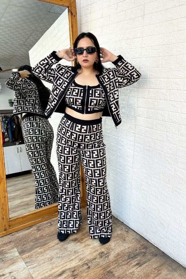 Beige Black Printed Co-ord Set