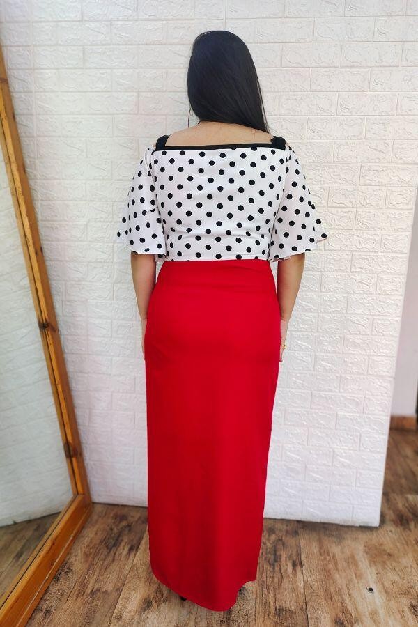 Red and White Polka dot dress