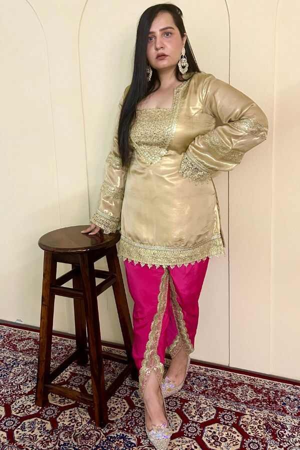 Golden & Pink Pakistani Suit