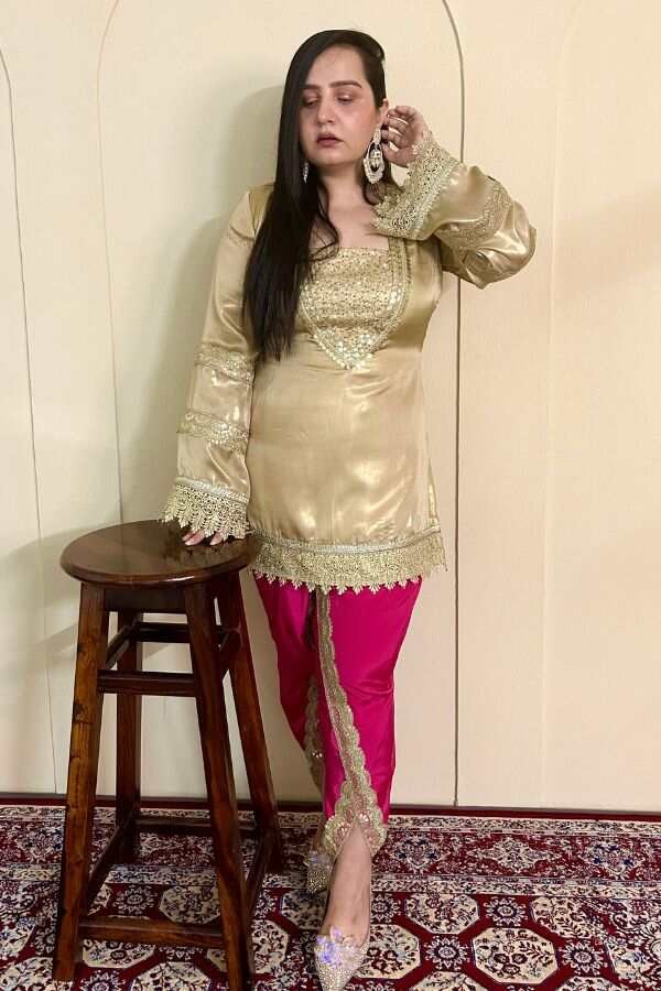 Golden & Pink Pakistani Suit