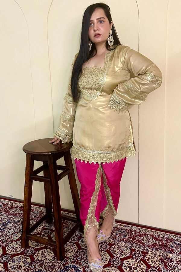 Golden & Pink Pakistani Suit