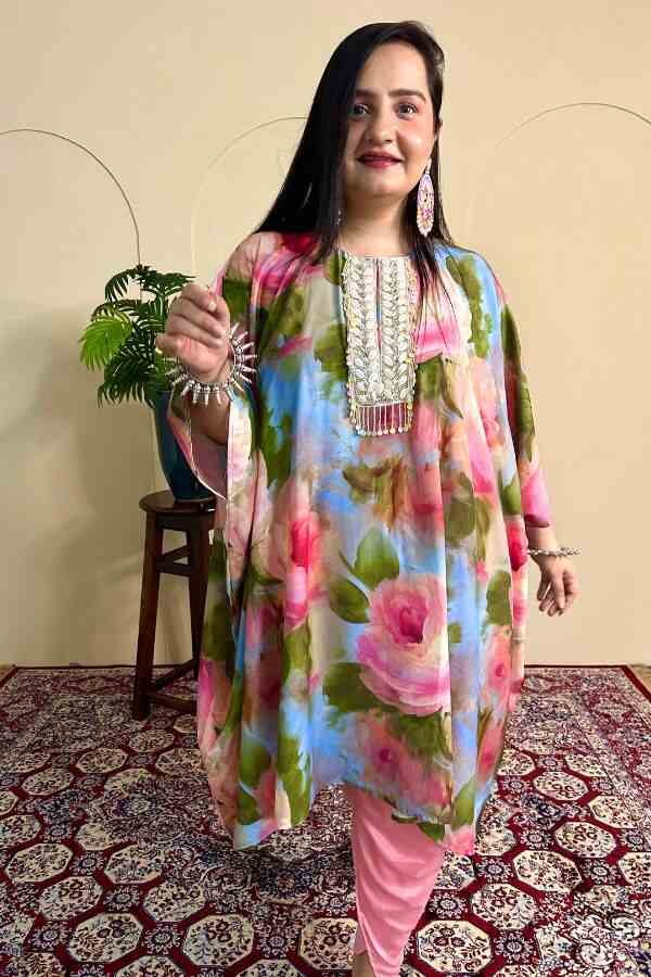 Floral Fantasy Kaftan Suit