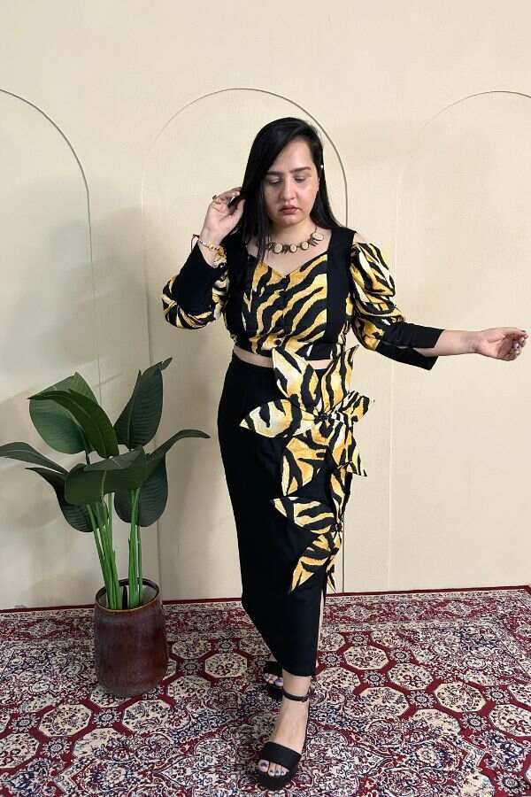 Tiger Printed Floral Dress